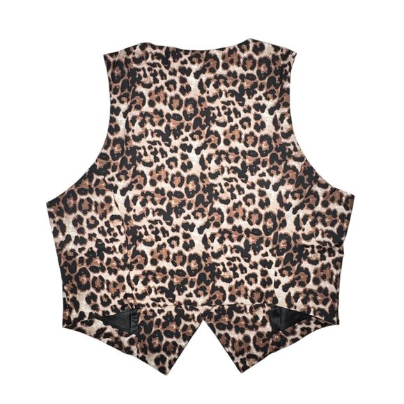 NEW Leopard Print Suite Vest Sz.M Dressy Front Buttons Fitted Animal Print 90s - Picture 7 of 10
